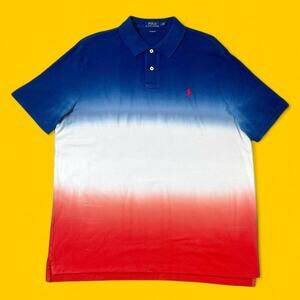 Polo Ralph Lauren Red White Blue Ombre Polo Shirt Men’s Size L Classic Fit